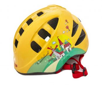 Шлем детский с регулировкой, размер S(48-52см), цвет желтый, рисунок - "город"