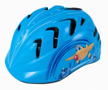 Шлем детский с регулировкой, размер S(48-52см), цвет синий, рисунок - "вертолетики"